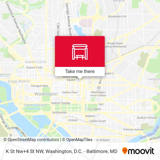 K St Nw+4 St NW map