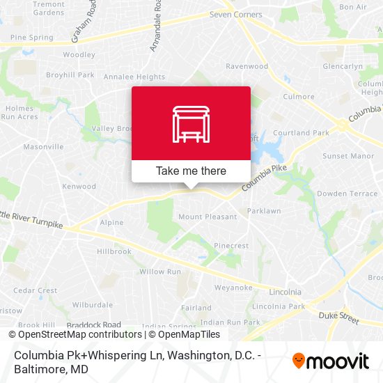 Mapa de Columbia Pk+Whispering Ln