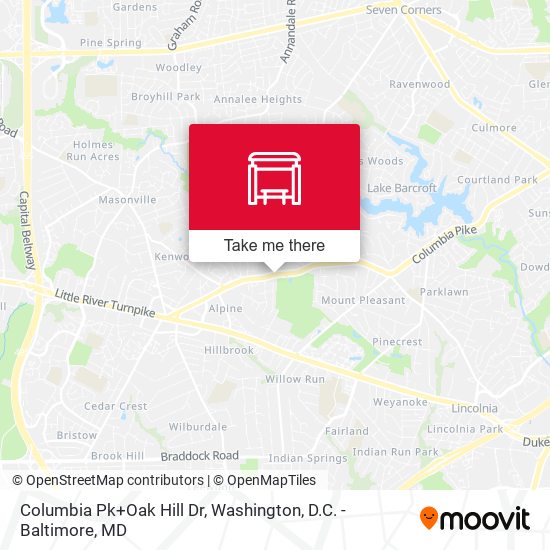 Columbia Pk+Oak Hill Dr map