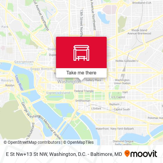 Mapa de E St Nw+13 St NW