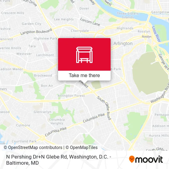 N Pershing Dr+N Glebe Rd map