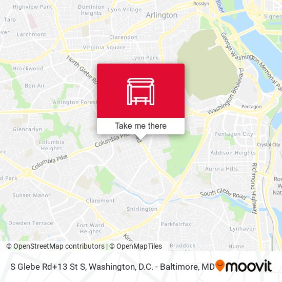 S Glebe Rd+13 St S map