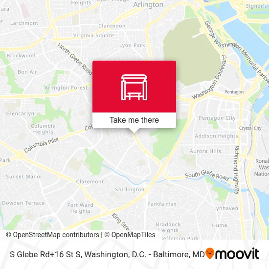 S Glebe Rd+16 St S map