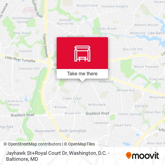 Jayhawk St+Royal Court Dr map