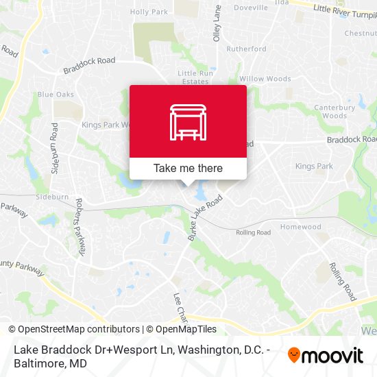 Lake Braddock Dr+Wesport Ln map