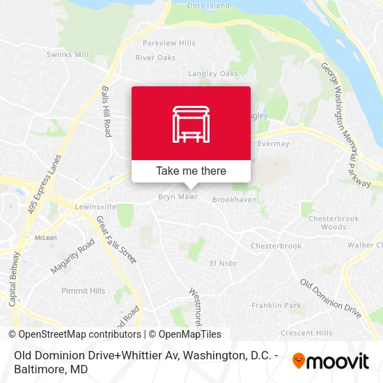 Old Dominion Drive+Whittier Av map
