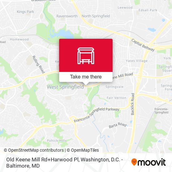Old Keene Mill Rd+Harwood Pl map