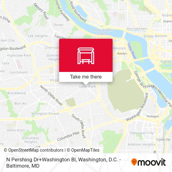 N Pershing Dr+Washington Bl map
