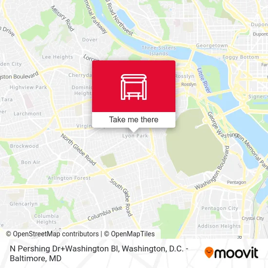 N Pershing Dr+Washington Bl map