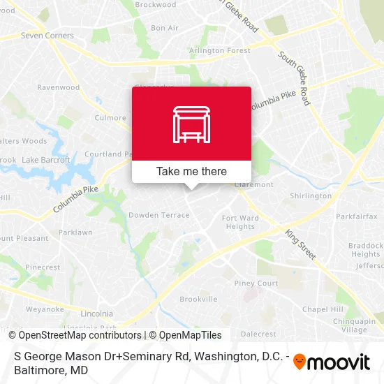 S George Mason Dr+Seminary Rd map