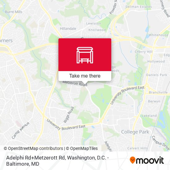 Adelphi Rd+Metzerott Rd map