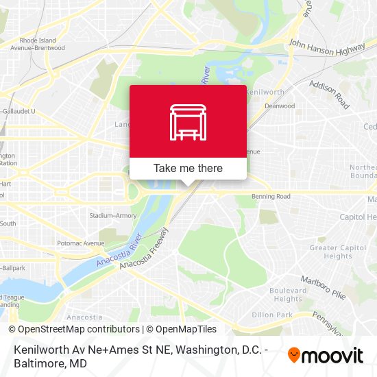 Kenilworth Av Ne+Ames St NE map