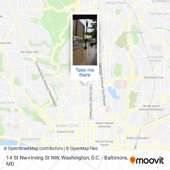 Mapa de 14 St Nw+Irving St NW