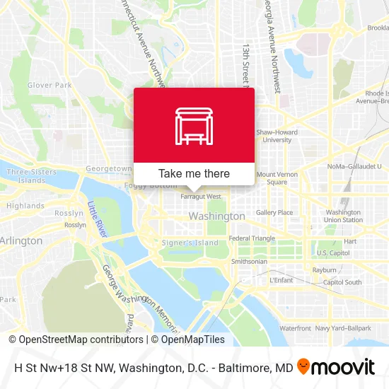 H St Nw+18 St NW map