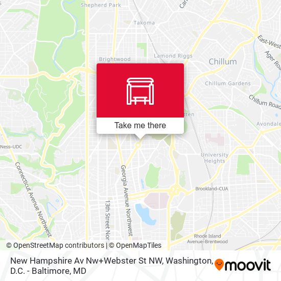 Mapa de New Hampshire Av Nw+Webster St NW