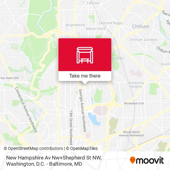 New Hampshire Av Nw+Shepherd St NW map