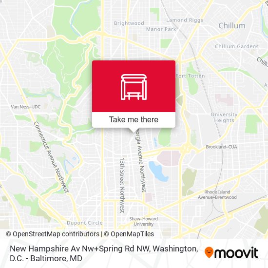 New Hampshire Av Nw+Spring Rd NW map