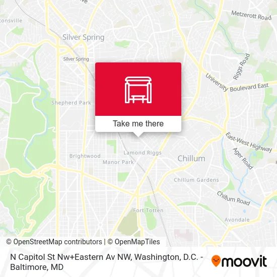 N Capitol St Nw+Eastern Av NW map