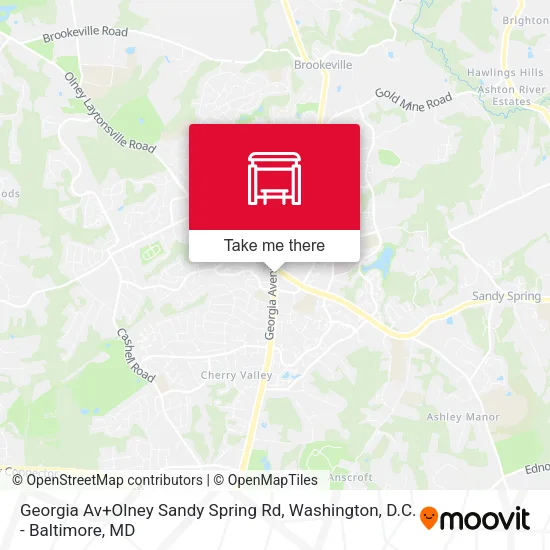 Georgia Av+Olney Sandy Spring Rd map