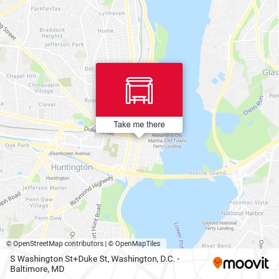 S Washington St+Duke St map