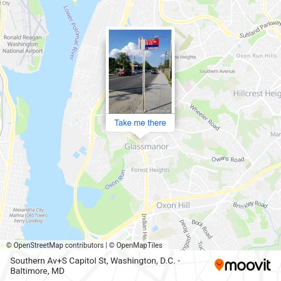 Southern Av+S Capitol St map