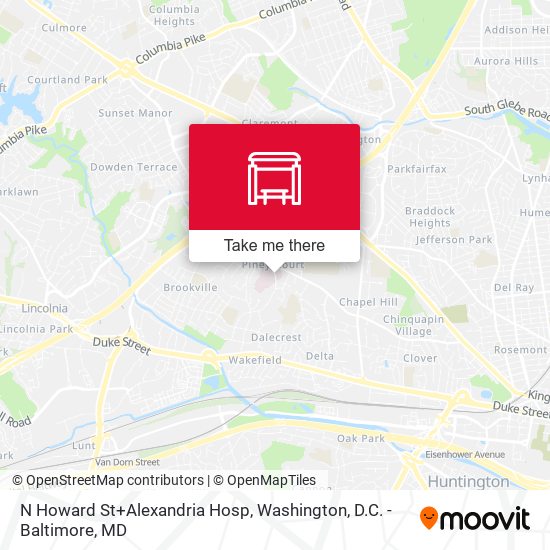 N Howard St+Alexandria Hosp map