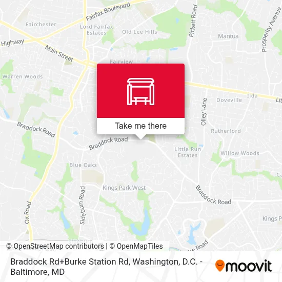 Braddock Rd+Burke Station Rd map