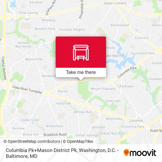 Columbia Pk+Mason District Pk map