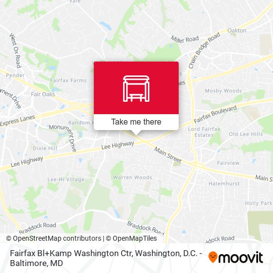 Fairfax Bl+Kamp Washington Ctr map