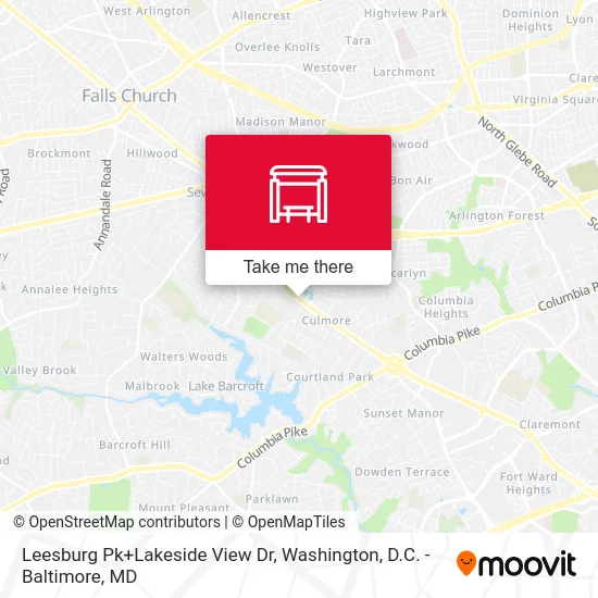 Leesburg Pk+Lakeside View Dr map