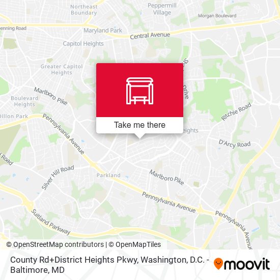 County Rd+District Heights Pkwy map