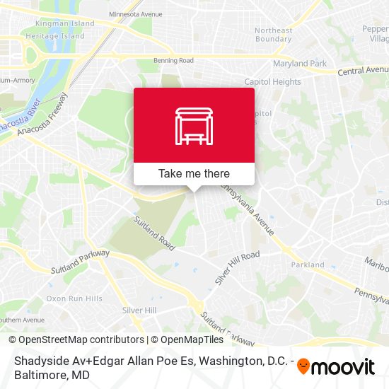 Shadyside Av+Edgar Allan Poe Es map