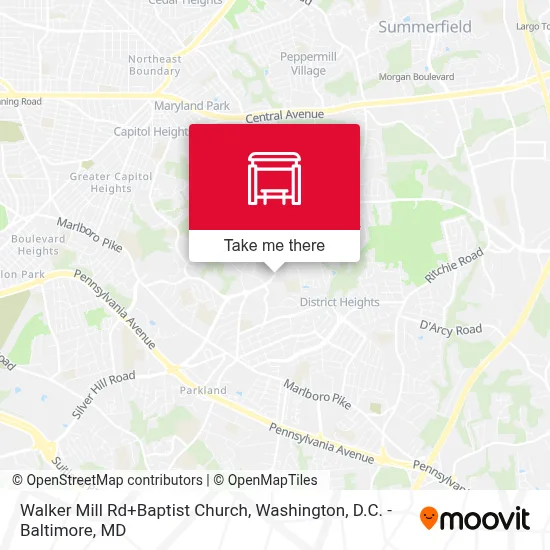 Walker Mill Rd+Baptist Church map