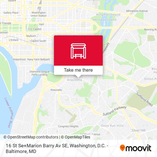 Mapa de 16 St Se+Marion Barry Av SE