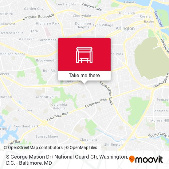 S George Mason Dr+National Guard Ctr map