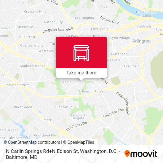 N Carlin Springs Rd+N Edison St map