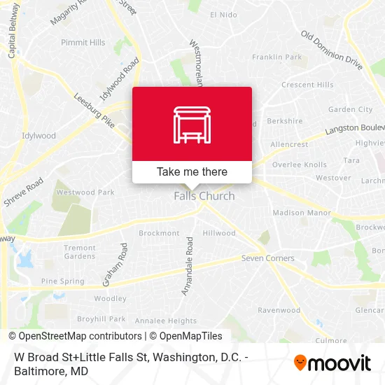 W Broad St+Little Falls St map