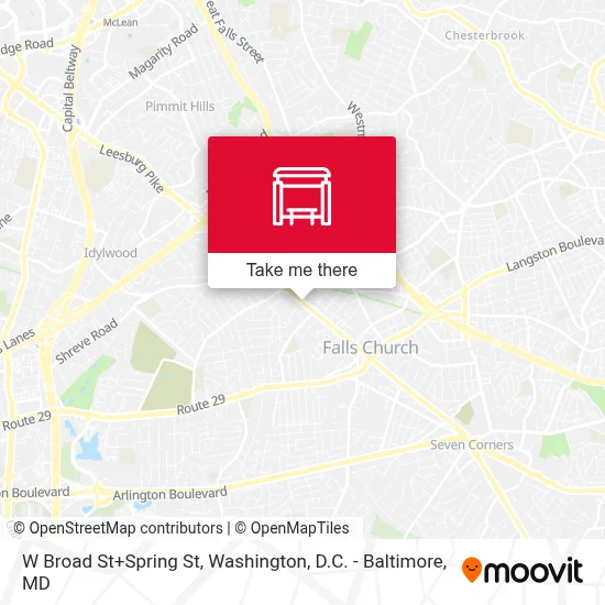 W Broad St+Spring St map