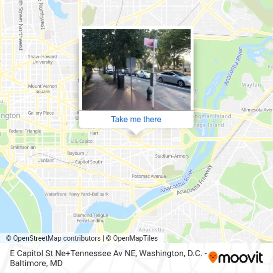 Mapa de E Capitol St Ne+Tennessee Av NE