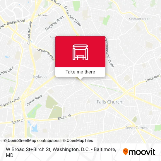 W Broad St+Birch St map