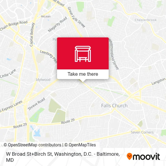W Broad St+Birch St map