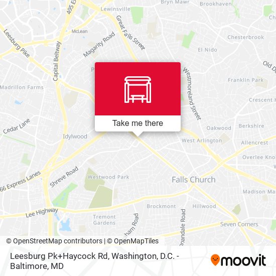Leesburg Pk+Haycock Rd map