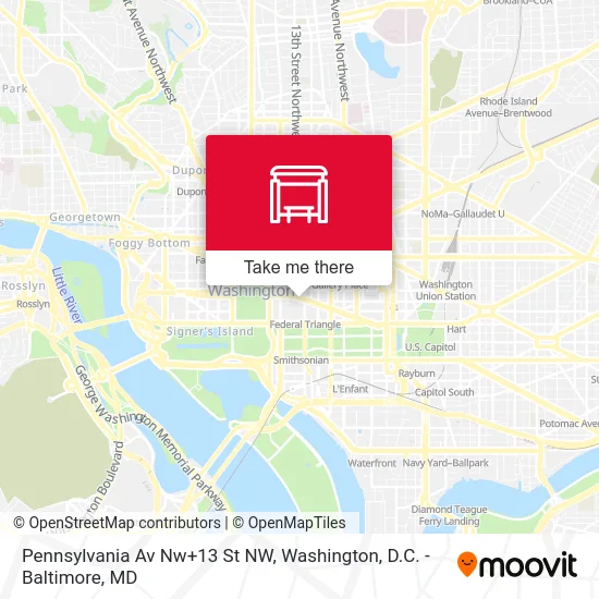 Mapa de Pennsylvania Av Nw+13 St NW