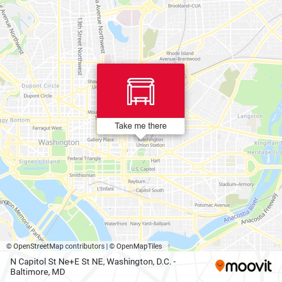 N Capitol St Ne+E St NE map