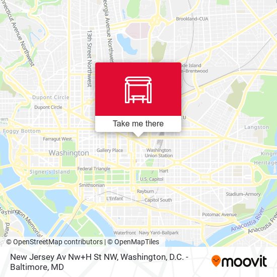 New Jersey Av Nw+H St NW map