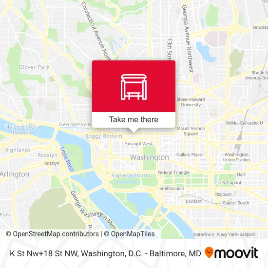 K St Nw+18 St NW map