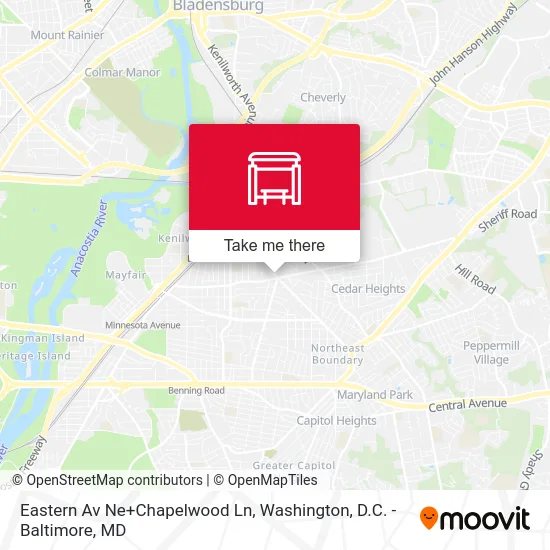 Eastern Av Ne+Chapelwood Ln map