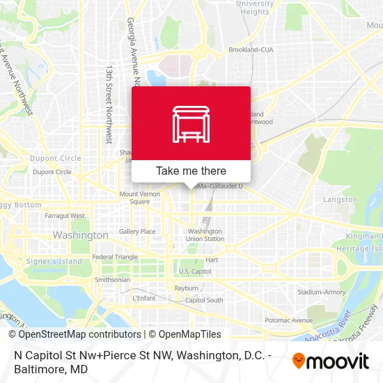 N Capitol St Nw+Pierce St NW map