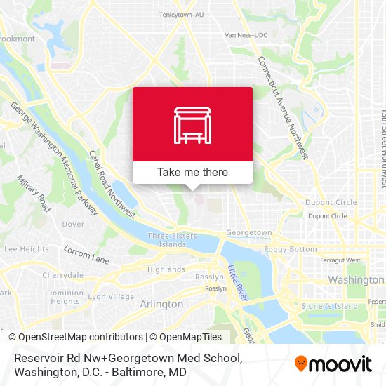 Reservoir Rd Nw+Georgetown Med School map