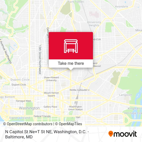 N Capitol St Ne+T St NE map